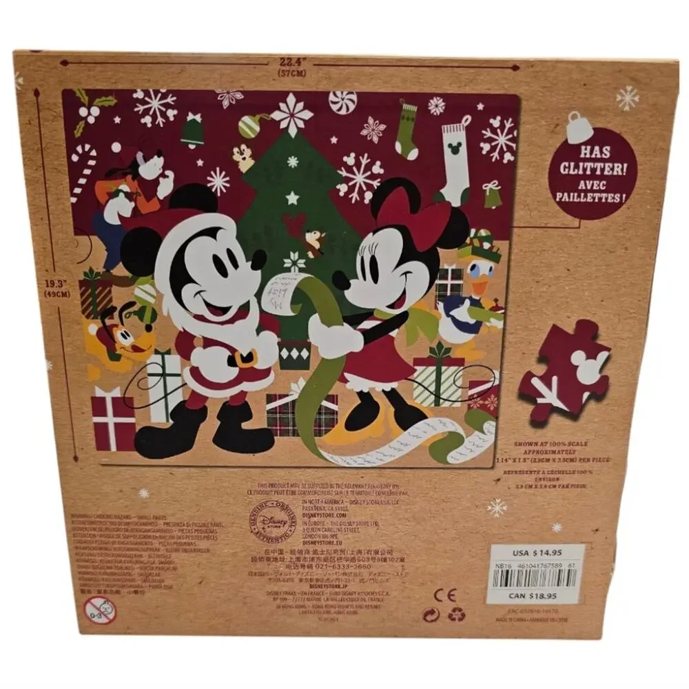 Disney Store Christmas Mickey & Minnie 500 Piece Puzzle Plastic Bag Sealed New
